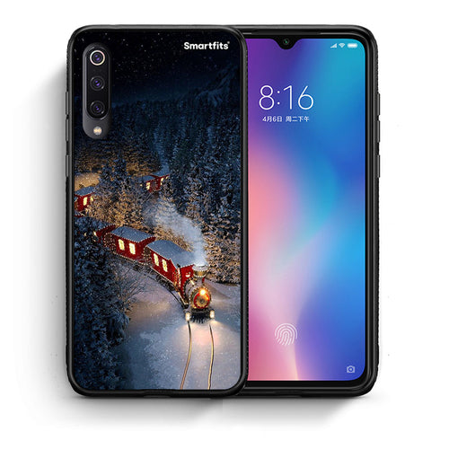 Θήκη Xiaomi Mi 9 Xmas Train από τη Smartfits με σχέδιο στο πίσω μέρος και μαύρο περίβλημα | Xiaomi Mi 9 Xmas Train case with colorful back and black bezels