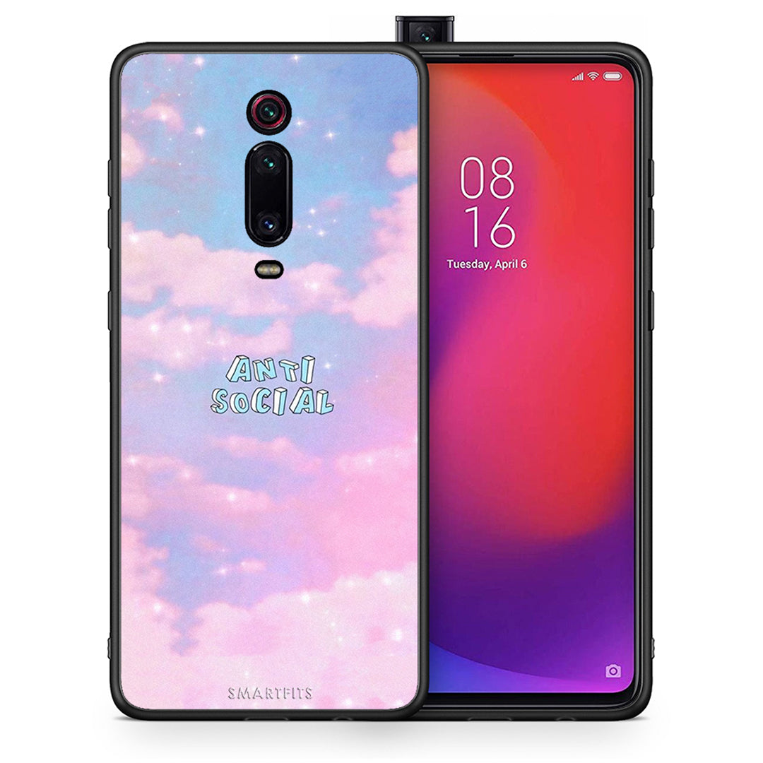 Θήκη Αγίου Βαλεντίνου Xiaomi Redmi K20 / K20 Pro Anti Social από τη Smartfits με σχέδιο στο πίσω μέρος και μαύρο περίβλημα | Xiaomi Redmi K20 / K20 Pro Anti Social case with colorful back and black bezels