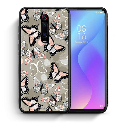 Θήκη Xiaomi Mi 9T Butterflies Boho από τη Smartfits με σχέδιο στο πίσω μέρος και μαύρο περίβλημα | Xiaomi Mi 9T Butterflies Boho case with colorful back and black bezels