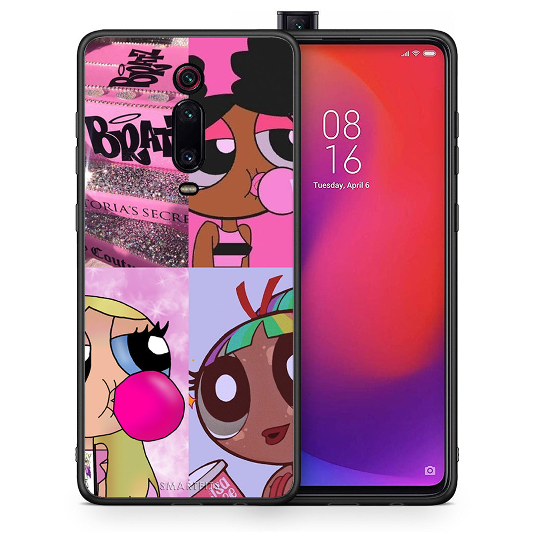 Θήκη Αγίου Βαλεντίνου Xiaomi Mi 9T Bubble Girls από τη Smartfits με σχέδιο στο πίσω μέρος και μαύρο περίβλημα | Xiaomi Mi 9T Bubble Girls case with colorful back and black bezels