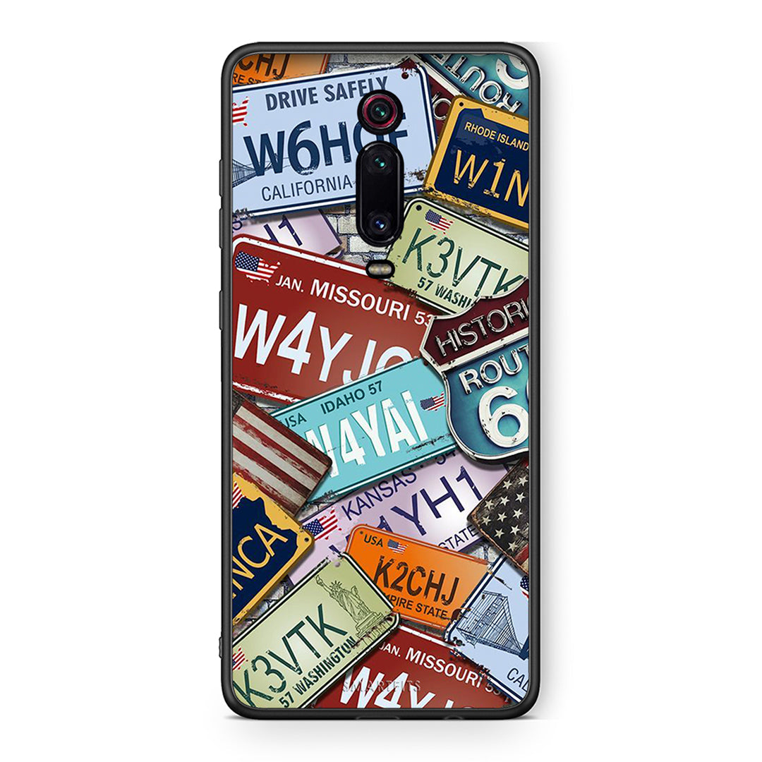 Xiaomi Mi 9T Car Plates θήκη από τη Smartfits με σχέδιο στο πίσω μέρος και μαύρο περίβλημα | Smartphone case with colorful back and black bezels by Smartfits