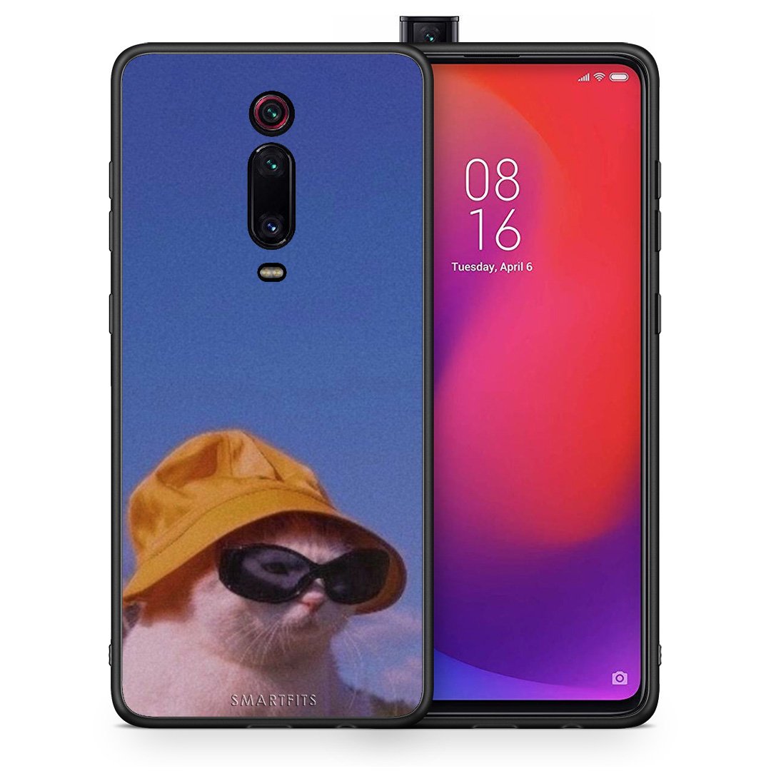 Θήκη Xiaomi Mi 9T Cat Diva από τη Smartfits με σχέδιο στο πίσω μέρος και μαύρο περίβλημα | Xiaomi Mi 9T Cat Diva case with colorful back and black bezels