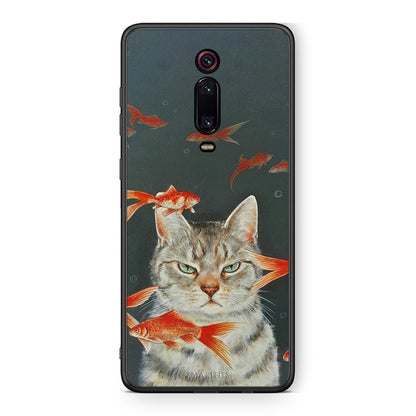 Xiaomi Mi 9T Cat Goldfish θήκη από τη Smartfits με σχέδιο στο πίσω μέρος και μαύρο περίβλημα | Smartphone case with colorful back and black bezels by Smartfits