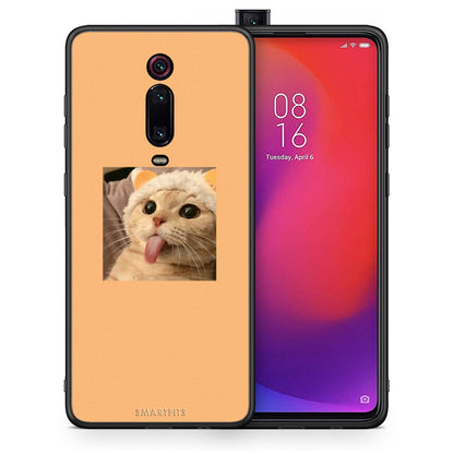 Θήκη Xiaomi Mi 9T Cat Tongue από τη Smartfits με σχέδιο στο πίσω μέρος και μαύρο περίβλημα | Xiaomi Mi 9T Cat Tongue case with colorful back and black bezels