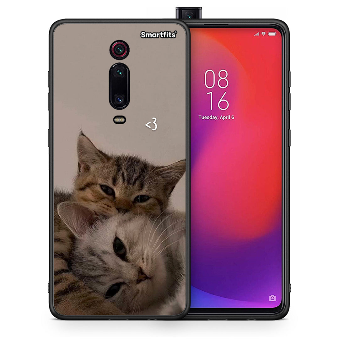 Θήκη Xiaomi Mi 9T Cats In Love από τη Smartfits με σχέδιο στο πίσω μέρος και μαύρο περίβλημα | Xiaomi Mi 9T Cats In Love case with colorful back and black bezels