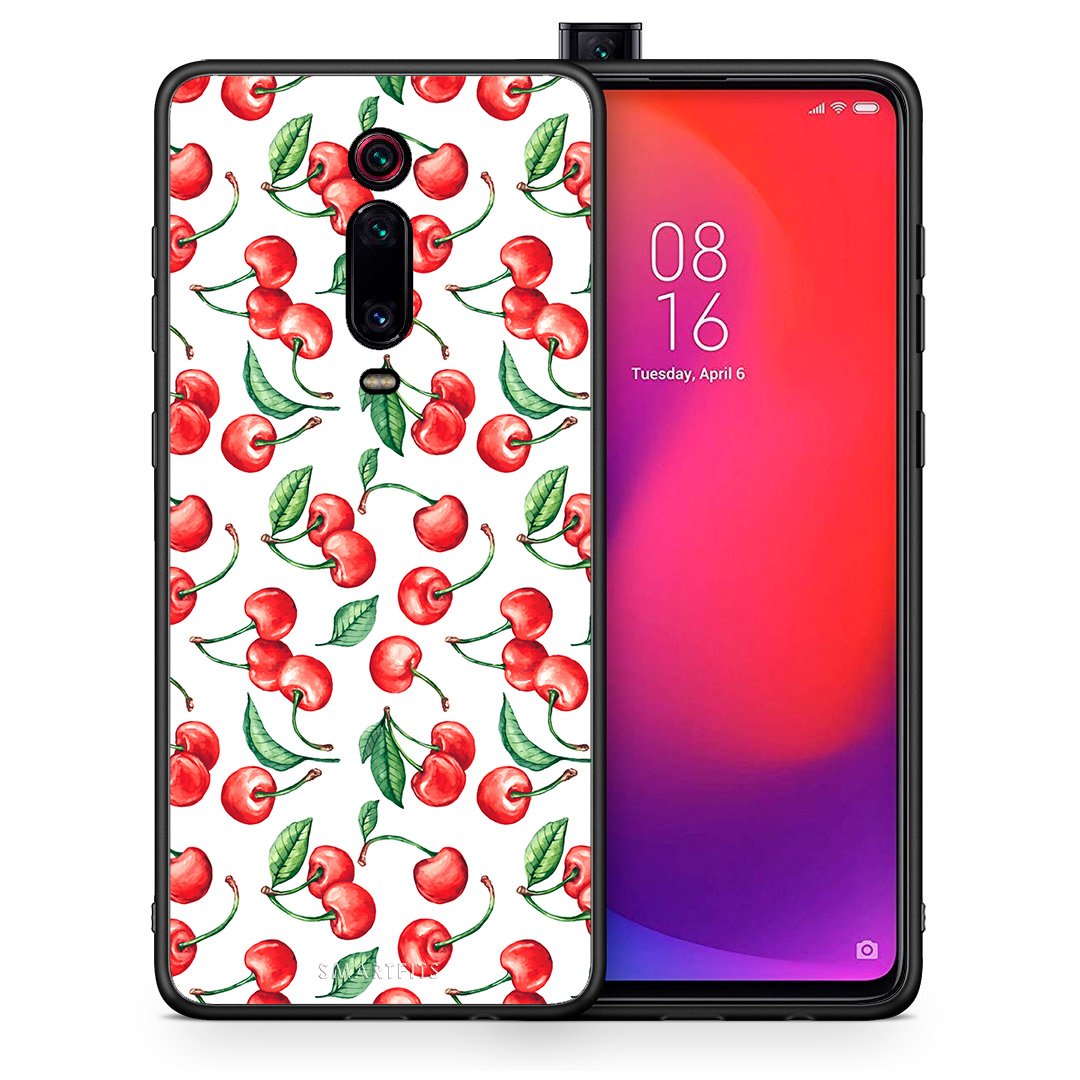 Θήκη Xiaomi Mi 9T Cherry Summer από τη Smartfits με σχέδιο στο πίσω μέρος και μαύρο περίβλημα | Xiaomi Mi 9T Cherry Summer case with colorful back and black bezels