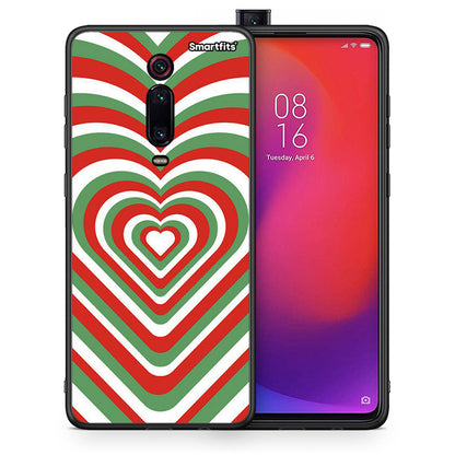 Θήκη Xiaomi Mi 9T Christmas Hearts από τη Smartfits με σχέδιο στο πίσω μέρος και μαύρο περίβλημα | Xiaomi Mi 9T Christmas Hearts case with colorful back and black bezels