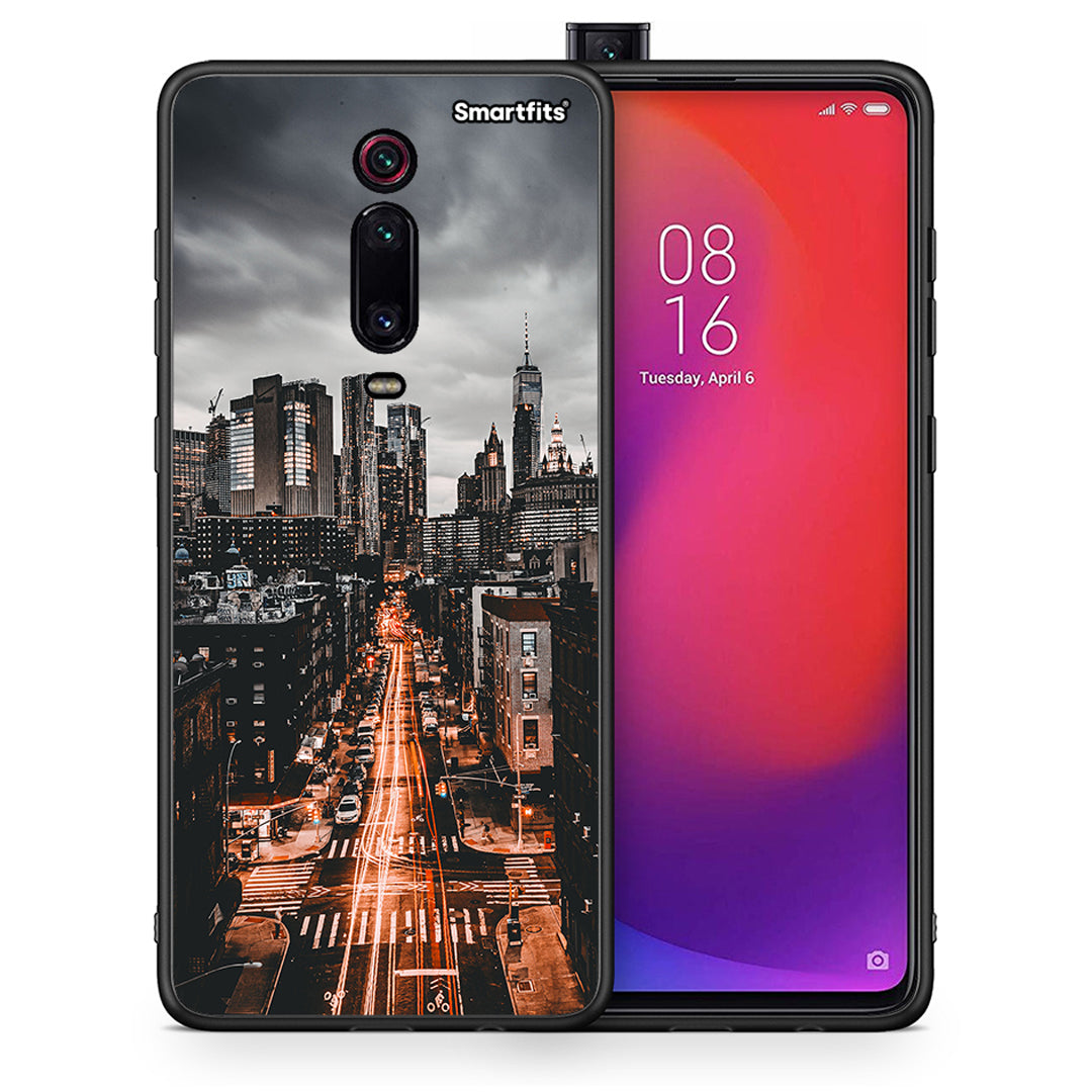 Θήκη Xiaomi Mi 9T City Lights από τη Smartfits με σχέδιο στο πίσω μέρος και μαύρο περίβλημα | Xiaomi Mi 9T City Lights case with colorful back and black bezels
