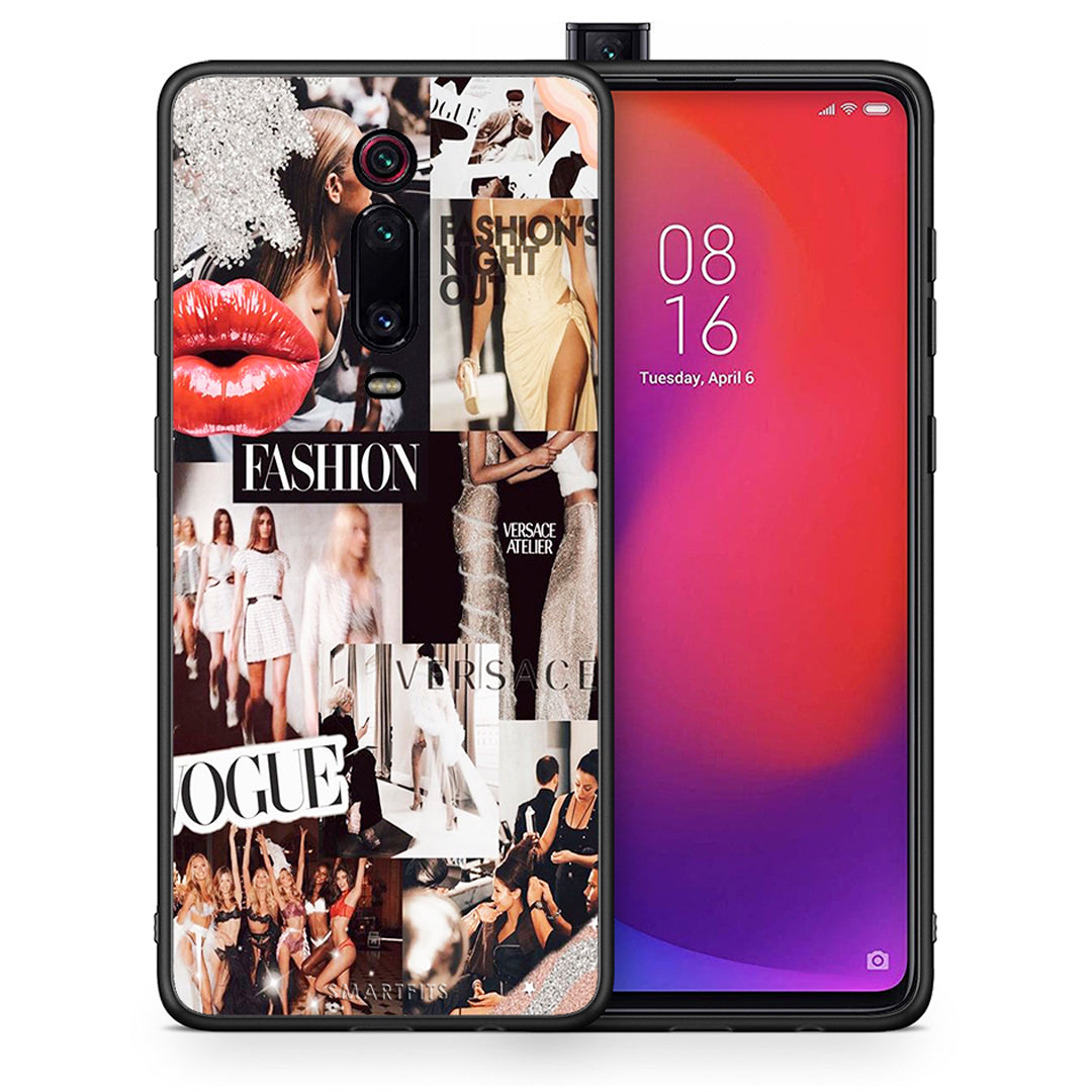 Θήκη Αγίου Βαλεντίνου Xiaomi Mi 9T Collage Fashion από τη Smartfits με σχέδιο στο πίσω μέρος και μαύρο περίβλημα | Xiaomi Mi 9T Collage Fashion case with colorful back and black bezels