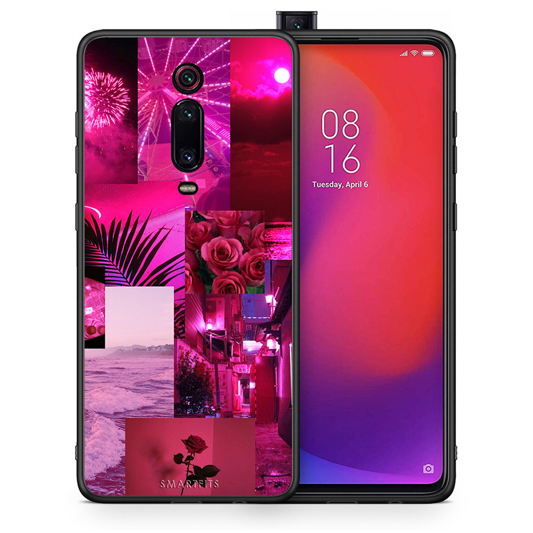 Θήκη Αγίου Βαλεντίνου Xiaomi Mi 9T Collage Red Roses από τη Smartfits με σχέδιο στο πίσω μέρος και μαύρο περίβλημα | Xiaomi Mi 9T Collage Red Roses case with colorful back and black bezels