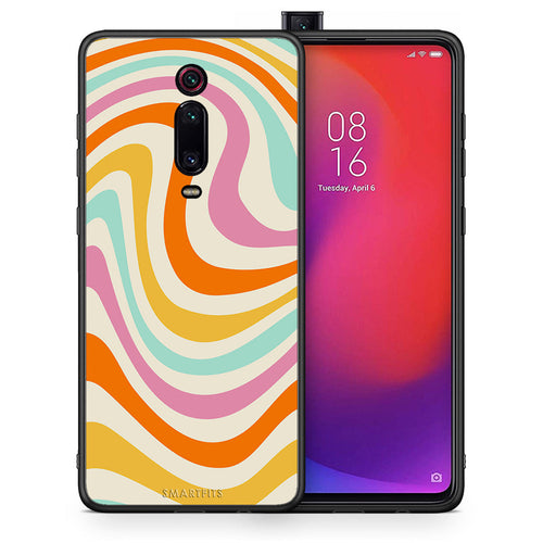Θήκη Xiaomi Mi 9T Colourful Waves από τη Smartfits με σχέδιο στο πίσω μέρος και μαύρο περίβλημα | Xiaomi Mi 9T Colourful Waves case with colorful back and black bezels
