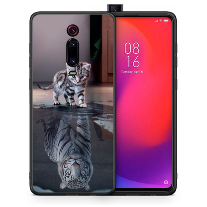 Θήκη Xiaomi Mi 9T Tiger Cute από τη Smartfits με σχέδιο στο πίσω μέρος και μαύρο περίβλημα | Xiaomi Mi 9T Tiger Cute case with colorful back and black bezels