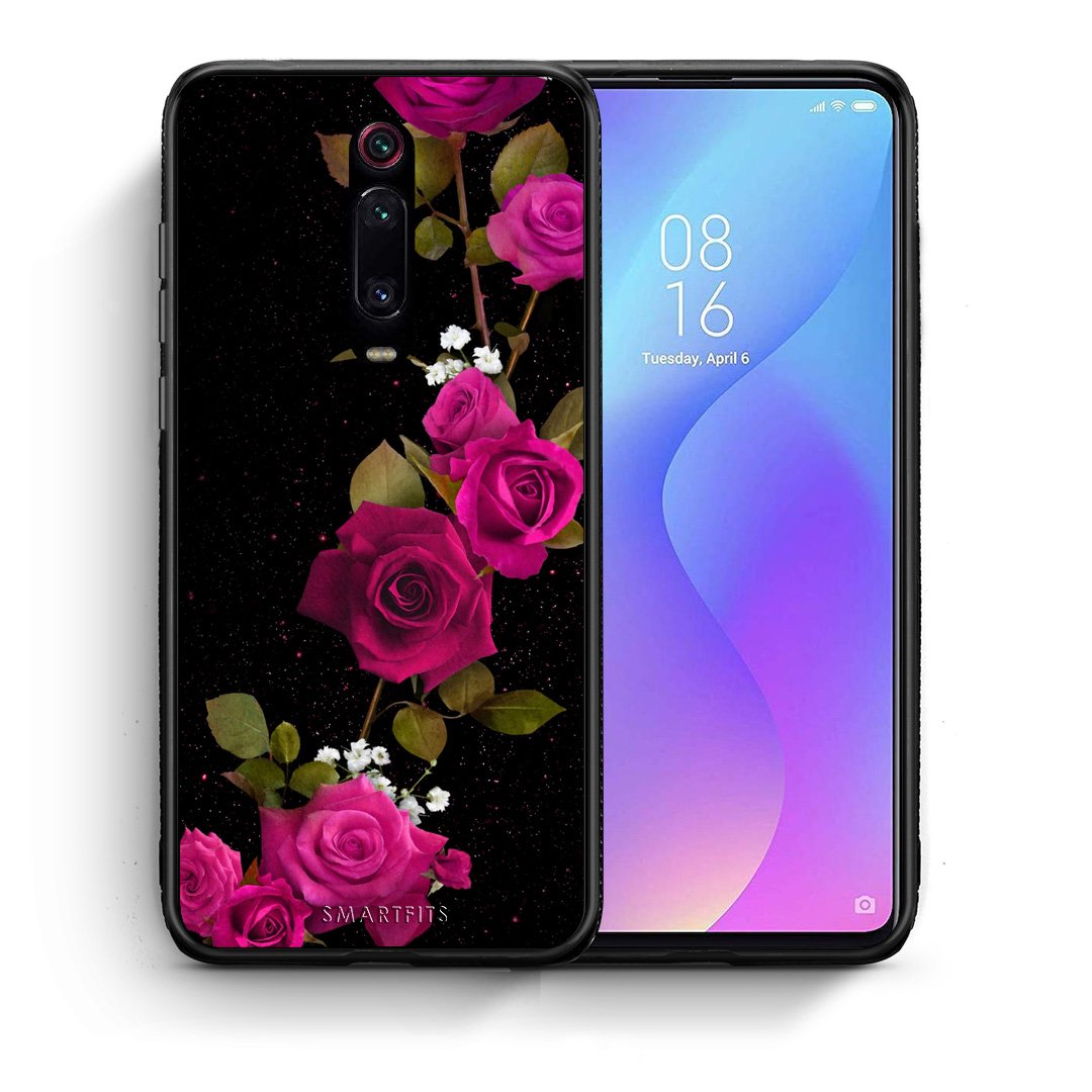 Θήκη Xiaomi Mi 9T Red Roses Flower από τη Smartfits με σχέδιο στο πίσω μέρος και μαύρο περίβλημα | Xiaomi Mi 9T Red Roses Flower case with colorful back and black bezels