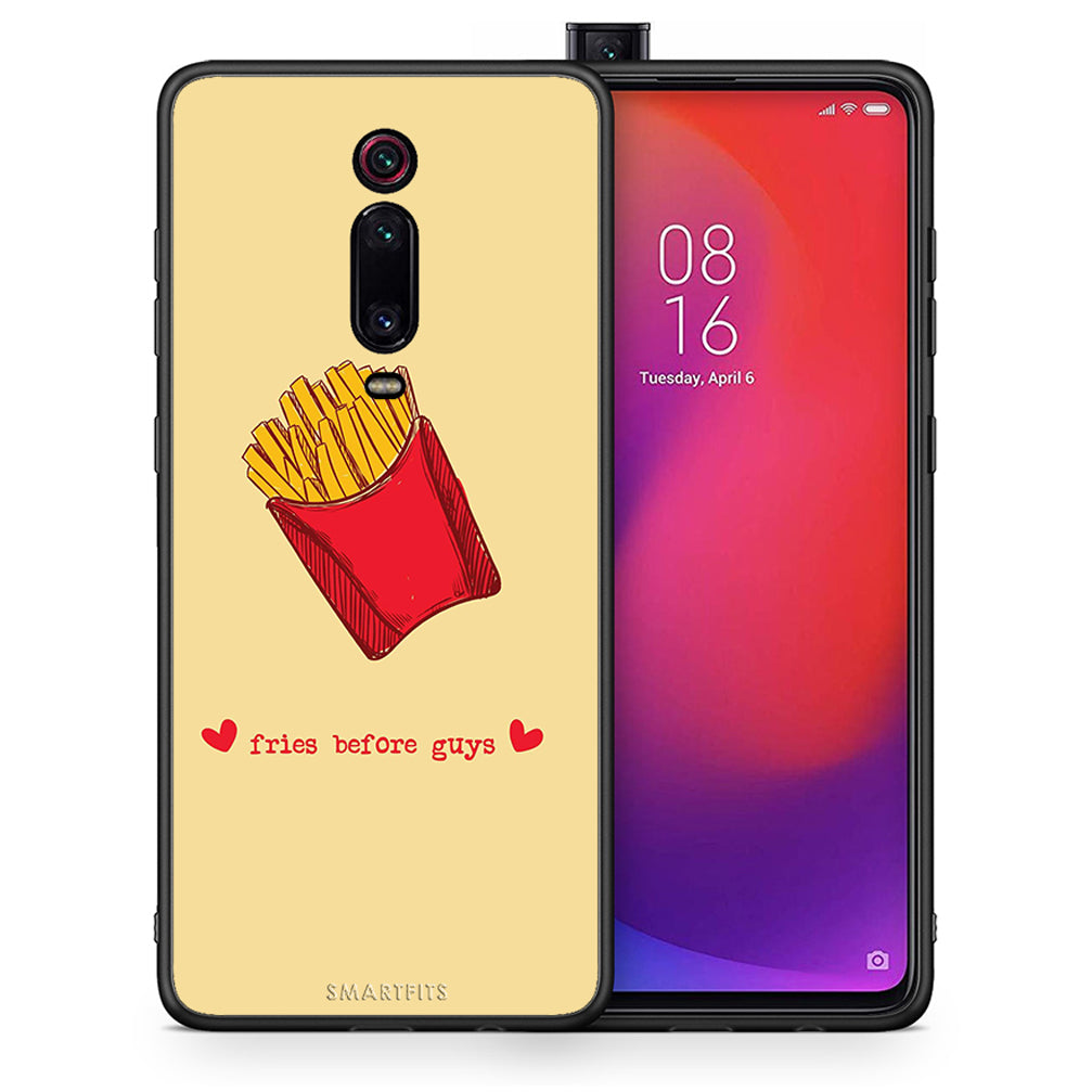 Θήκη Αγίου Βαλεντίνου Xiaomi Mi 9T Fries Before Guys από τη Smartfits με σχέδιο στο πίσω μέρος και μαύρο περίβλημα | Xiaomi Mi 9T Fries Before Guys case with colorful back and black bezels