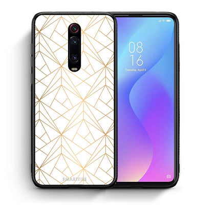 Θήκη Xiaomi Mi 9T Luxury White Geometric από τη Smartfits με σχέδιο στο πίσω μέρος και μαύρο περίβλημα | Xiaomi Mi 9T Luxury White Geometric case with colorful back and black bezels