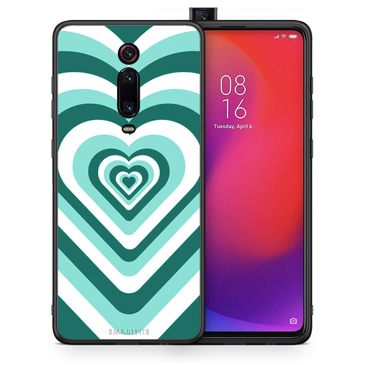 Θήκη Xiaomi Redmi K20/K20 Pro Green Hearts από τη Smartfits με σχέδιο στο πίσω μέρος και μαύρο περίβλημα | Xiaomi Redmi K20/K20 Pro Green Hearts case with colorful back and black bezels