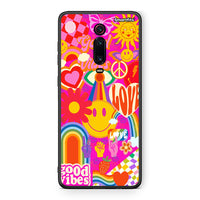 Thumbnail for Xiaomi Mi 9T Hippie Love θήκη από τη Smartfits με σχέδιο στο πίσω μέρος και μαύρο περίβλημα | Smartphone case with colorful back and black bezels by Smartfits