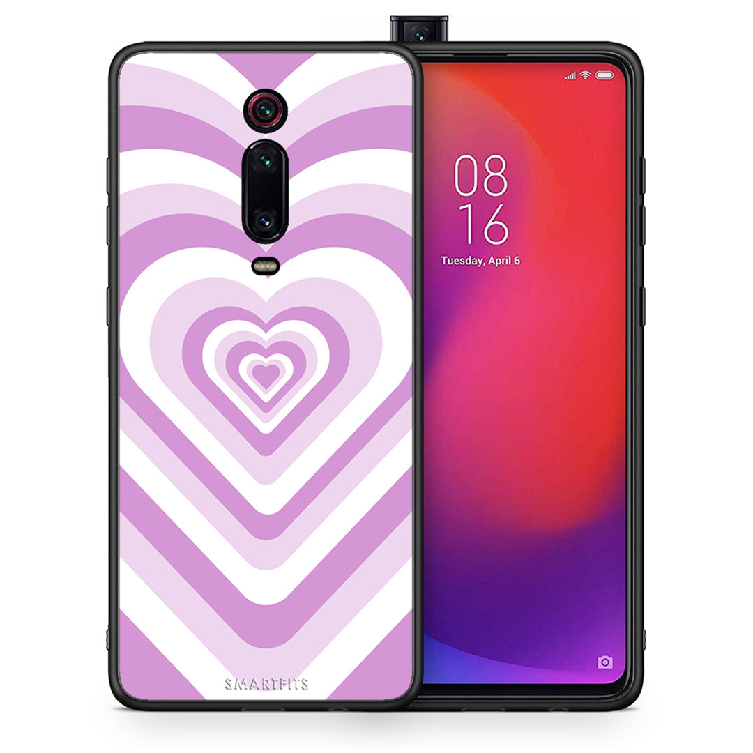 Θήκη Xiaomi Mi 9T Lilac Hearts από τη Smartfits με σχέδιο στο πίσω μέρος και μαύρο περίβλημα | Xiaomi Mi 9T Lilac Hearts case with colorful back and black bezels