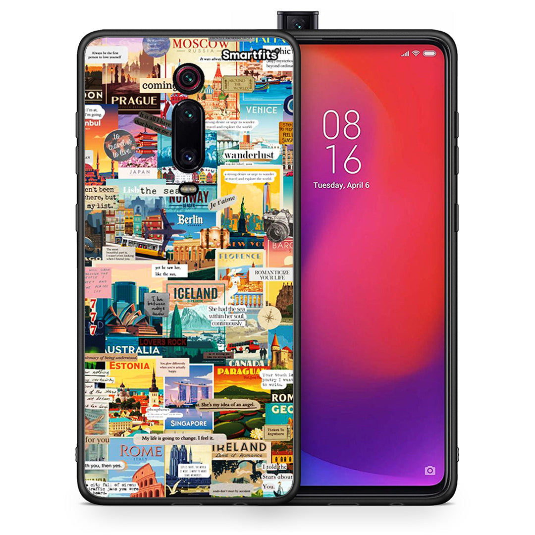 Θήκη Xiaomi Redmi K20/K20 Pro Live To Travel από τη Smartfits με σχέδιο στο πίσω μέρος και μαύρο περίβλημα | Xiaomi Redmi K20/K20 Pro Live To Travel case with colorful back and black bezels