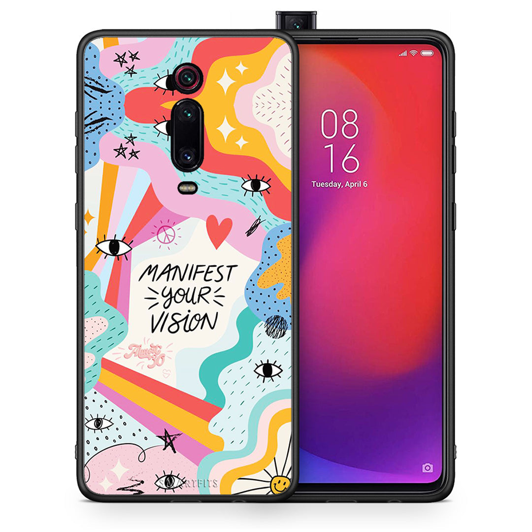 Θήκη Xiaomi Mi 9T Manifest Your Vision από τη Smartfits με σχέδιο στο πίσω μέρος και μαύρο περίβλημα | Xiaomi Mi 9T Manifest Your Vision case with colorful back and black bezels