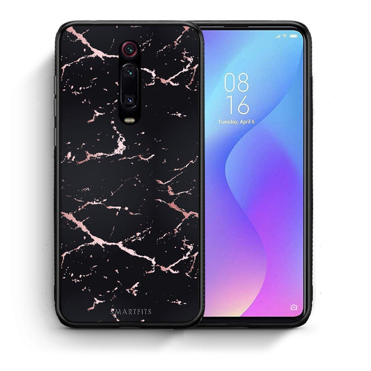 Θήκη Xiaomi Redmi K20/K20 Pro Black Rosegold Marble από τη Smartfits με σχέδιο στο πίσω μέρος και μαύρο περίβλημα | Xiaomi Redmi K20/K20 Pro Black Rosegold Marble case with colorful back and black bezels
