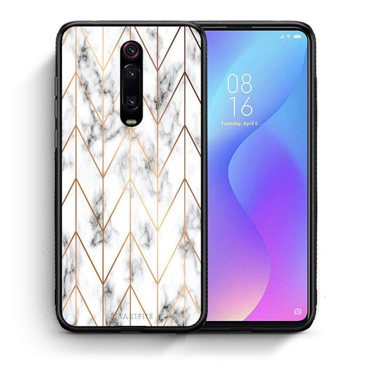 Θήκη Xiaomi Redmi K20/K20 Pro Gold Geometric Marble από τη Smartfits με σχέδιο στο πίσω μέρος και μαύρο περίβλημα | Xiaomi Redmi K20/K20 Pro Gold Geometric Marble case with colorful back and black bezels