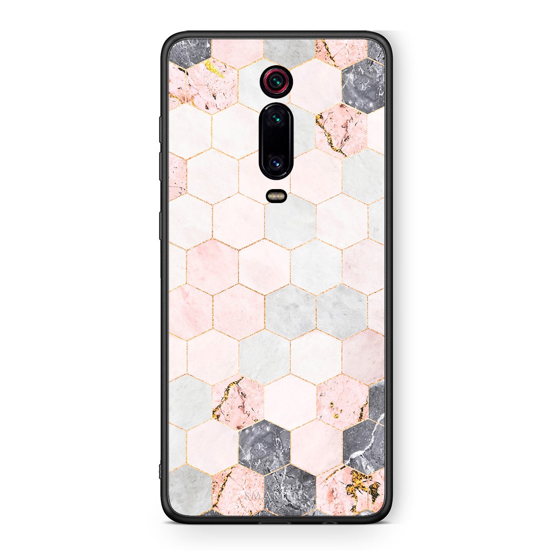 4 - Xiaomi Mi 9T Hexagon Pink Marble case, cover, bumper