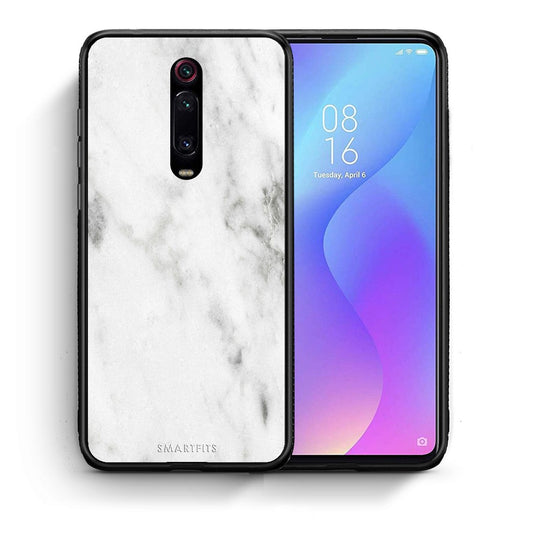 Θήκη Xiaomi Mi 9T White Marble από τη Smartfits με σχέδιο στο πίσω μέρος και μαύρο περίβλημα | Xiaomi Mi 9T White Marble case with colorful back and black bezels