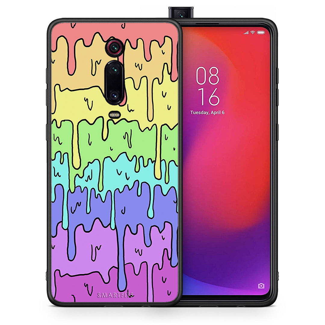 Θήκη Xiaomi Redmi K20/K20 Pro Melting Rainbow από τη Smartfits με σχέδιο στο πίσω μέρος και μαύρο περίβλημα | Xiaomi Redmi K20/K20 Pro Melting Rainbow case with colorful back and black bezels