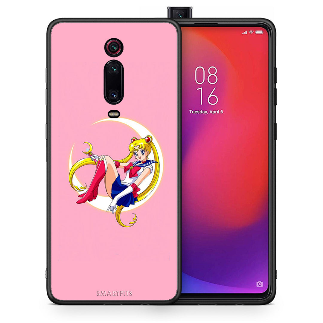 Θήκη Xiaomi Mi 9T Moon Girl από τη Smartfits με σχέδιο στο πίσω μέρος και μαύρο περίβλημα | Xiaomi Mi 9T Moon Girl case with colorful back and black bezels