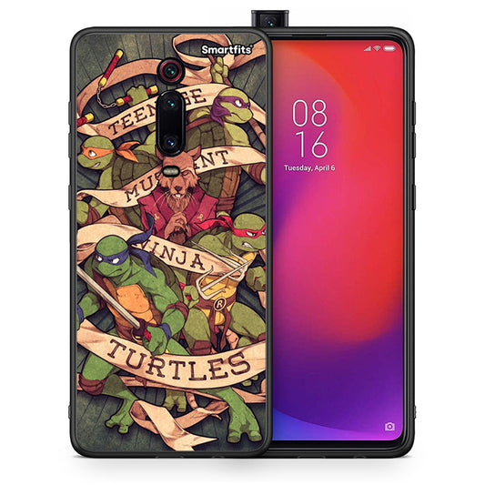 Θήκη Xiaomi Mi 9T Ninja Turtles από τη Smartfits με σχέδιο στο πίσω μέρος και μαύρο περίβλημα | Xiaomi Mi 9T Ninja Turtles case with colorful back and black bezels