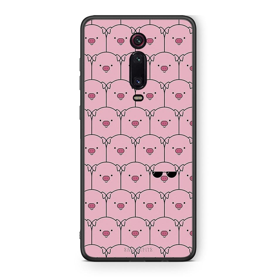 Xiaomi Mi 9T Pig Glasses θήκη από τη Smartfits με σχέδιο στο πίσω μέρος και μαύρο περίβλημα | Smartphone case with colorful back and black bezels by Smartfits