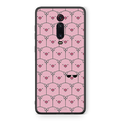 Xiaomi Mi 9T Pig Glasses θήκη από τη Smartfits με σχέδιο στο πίσω μέρος και μαύρο περίβλημα | Smartphone case with colorful back and black bezels by Smartfits