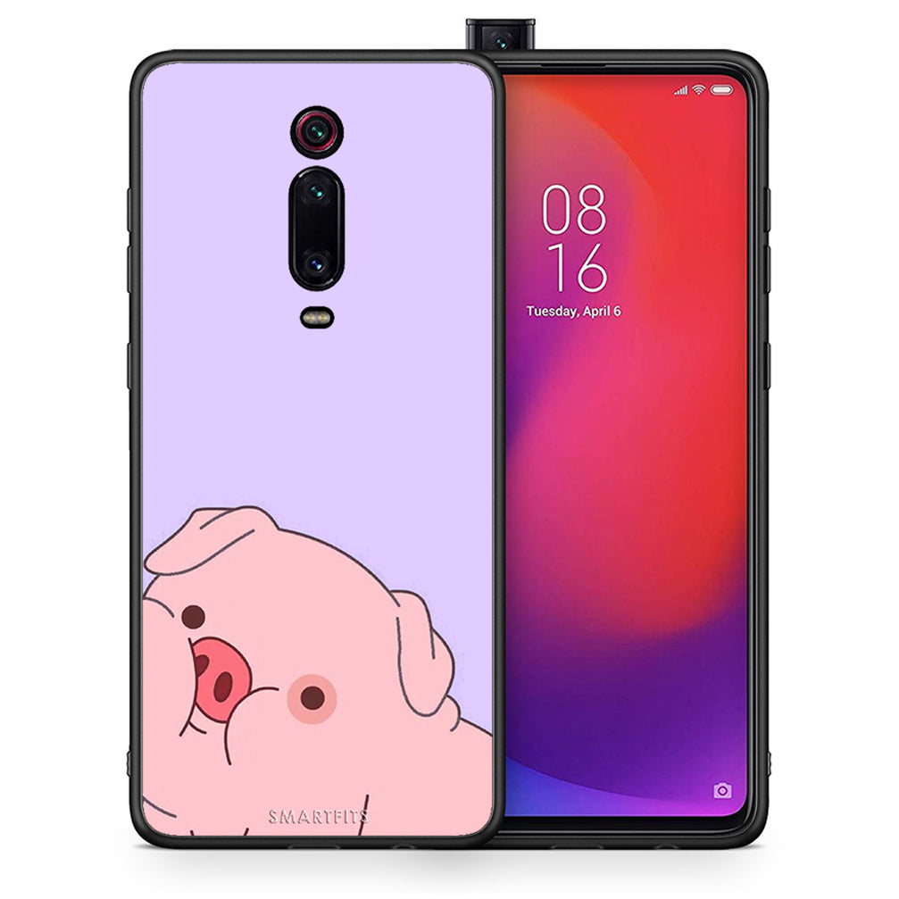 Θήκη Αγίου Βαλεντίνου Xiaomi Redmi K20 / K20 Pro Pig Love 2 από τη Smartfits με σχέδιο στο πίσω μέρος και μαύρο περίβλημα | Xiaomi Redmi K20 / K20 Pro Pig Love 2 case with colorful back and black bezels