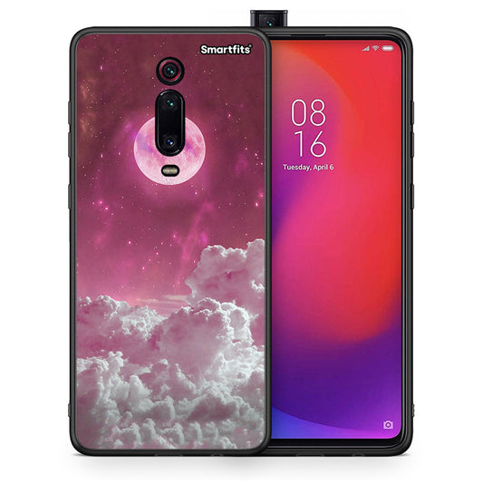 Θήκη Xiaomi Mi 9T Pink Moon από τη Smartfits με σχέδιο στο πίσω μέρος και μαύρο περίβλημα | Xiaomi Mi 9T Pink Moon case with colorful back and black bezels