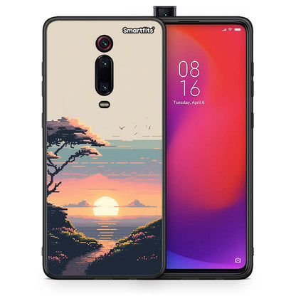 Θήκη Xiaomi Mi 9T Pixel Sunset από τη Smartfits με σχέδιο στο πίσω μέρος και μαύρο περίβλημα | Xiaomi Mi 9T Pixel Sunset case with colorful back and black bezels