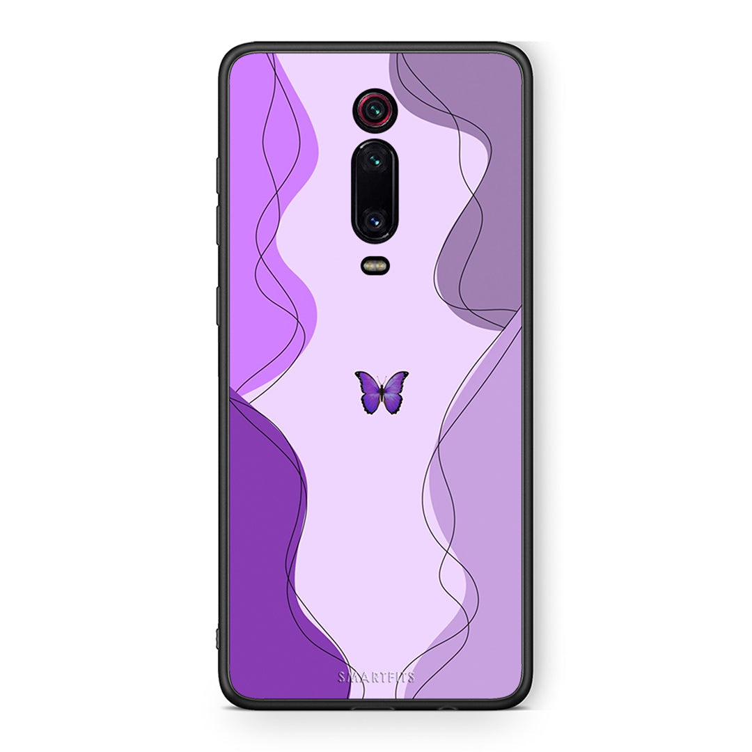 Xiaomi Mi 9T Purple Mariposa Θήκη Αγίου Βαλεντίνου από τη Smartfits με σχέδιο στο πίσω μέρος και μαύρο περίβλημα | Smartphone case with colorful back and black bezels by Smartfits