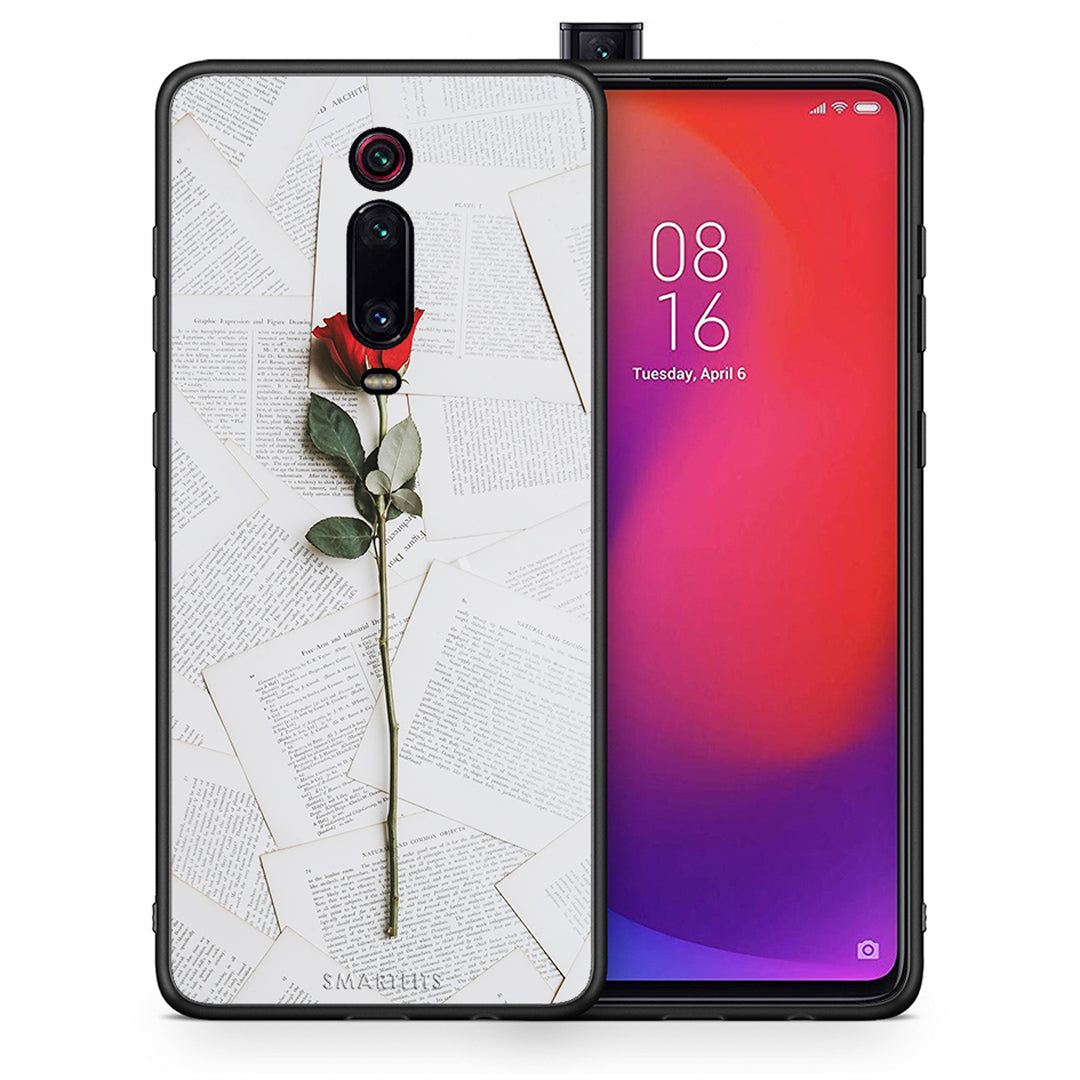 Θήκη Xiaomi Mi 9T Red Rose από τη Smartfits με σχέδιο στο πίσω μέρος και μαύρο περίβλημα | Xiaomi Mi 9T Red Rose case with colorful back and black bezels