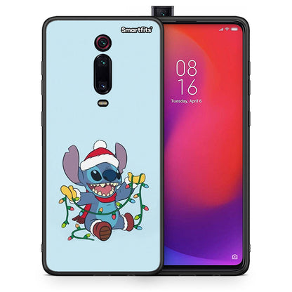 Θήκη Xiaomi Mi 9T Santa Stich από τη Smartfits με σχέδιο στο πίσω μέρος και μαύρο περίβλημα | Xiaomi Mi 9T Santa Stich case with colorful back and black bezels