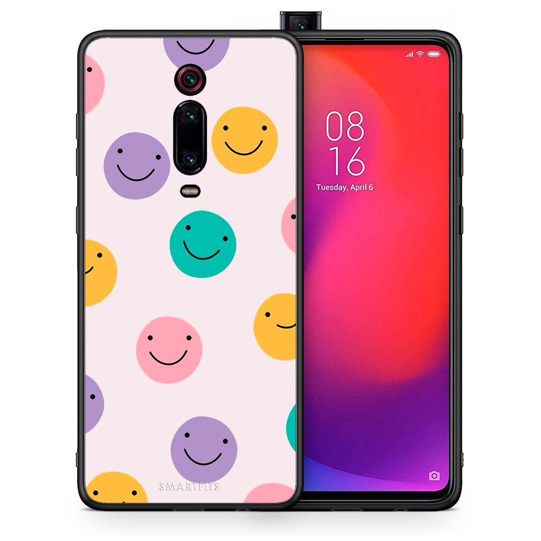 Θήκη Xiaomi Mi 9T Smiley Faces από τη Smartfits με σχέδιο στο πίσω μέρος και μαύρο περίβλημα | Xiaomi Mi 9T Smiley Faces case with colorful back and black bezels