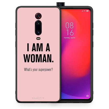 Θήκη Xiaomi Mi 9T Superpower Woman από τη Smartfits με σχέδιο στο πίσω μέρος και μαύρο περίβλημα | Xiaomi Mi 9T Superpower Woman case with colorful back and black bezels