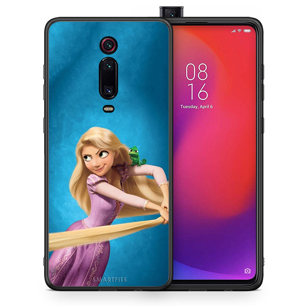 Θήκη Αγίου Βαλεντίνου Xiaomi Mi 9T Tangled 2 από τη Smartfits με σχέδιο στο πίσω μέρος και μαύρο περίβλημα | Xiaomi Mi 9T Tangled 2 case with colorful back and black bezels