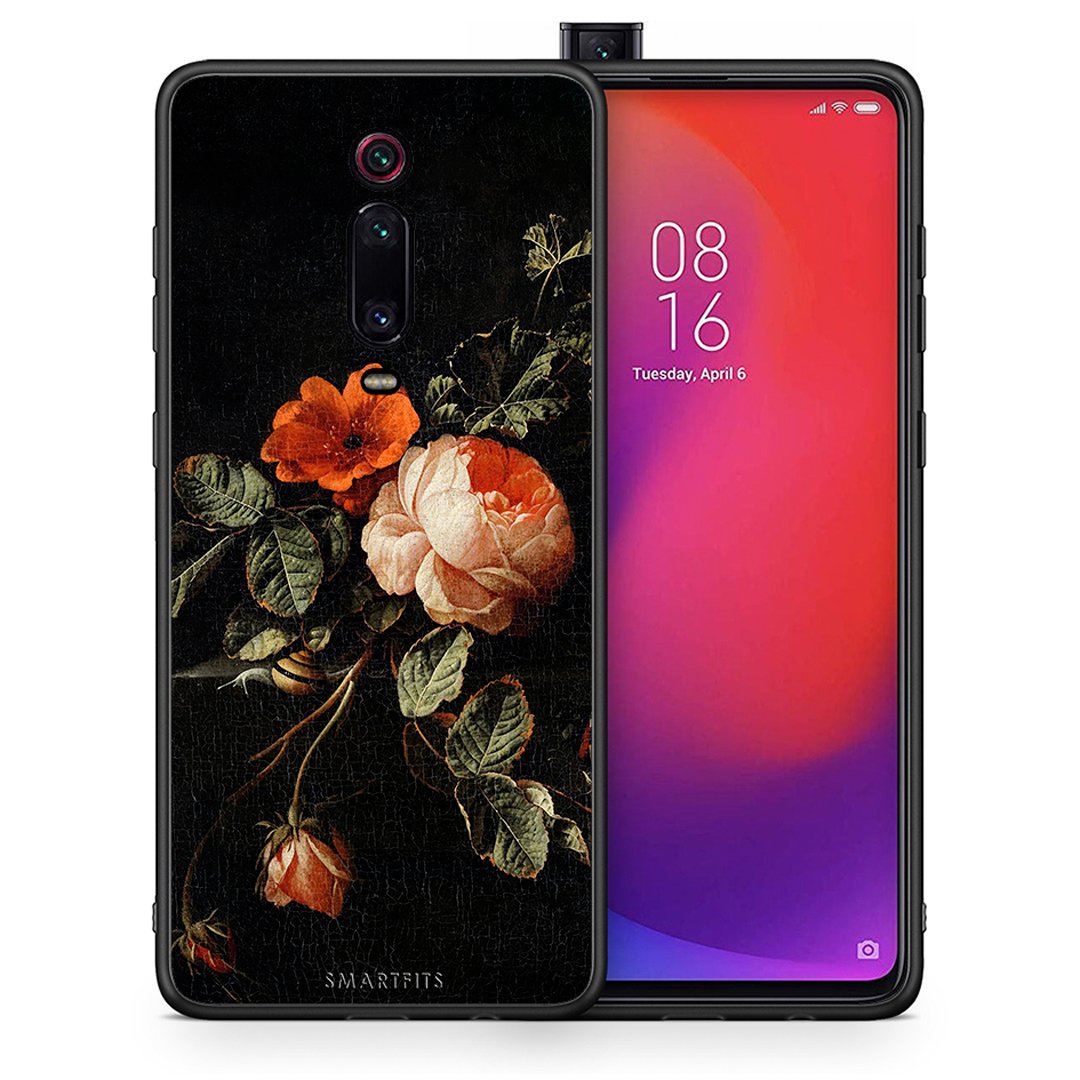 Θήκη Xiaomi Mi 9T Vintage Roses από τη Smartfits με σχέδιο στο πίσω μέρος και μαύρο περίβλημα | Xiaomi Mi 9T Vintage Roses case with colorful back and black bezels
