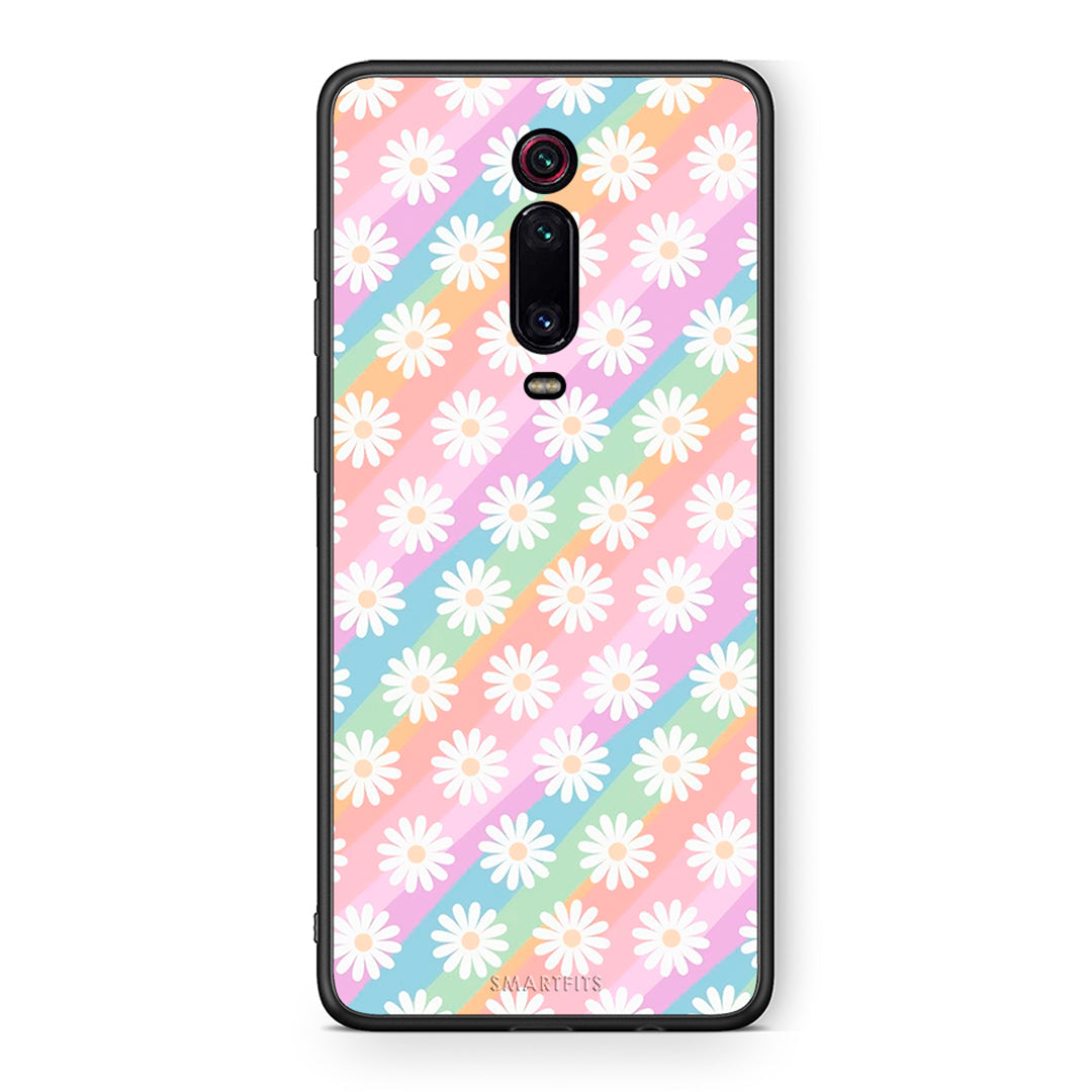 Xiaomi Mi 9T White Daisies θήκη από τη Smartfits με σχέδιο στο πίσω μέρος και μαύρο περίβλημα | Smartphone case with colorful back and black bezels by Smartfits