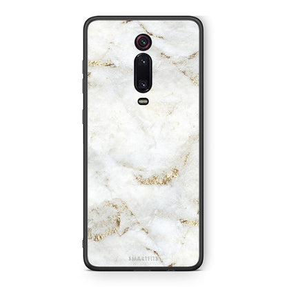 Xiaomi Mi 9T White Gold Marble θήκη από τη Smartfits με σχέδιο στο πίσω μέρος και μαύρο περίβλημα | Smartphone case with colorful back and black bezels by Smartfits