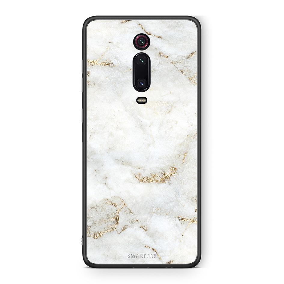 Xiaomi Mi 9T White Gold Marble θήκη από τη Smartfits με σχέδιο στο πίσω μέρος και μαύρο περίβλημα | Smartphone case with colorful back and black bezels by Smartfits