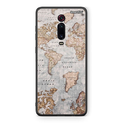 Xiaomi Mi 9T World Map Θήκη από τη Smartfits με σχέδιο στο πίσω μέρος και μαύρο περίβλημα | Smartphone case with colorful back and black bezels by Smartfits