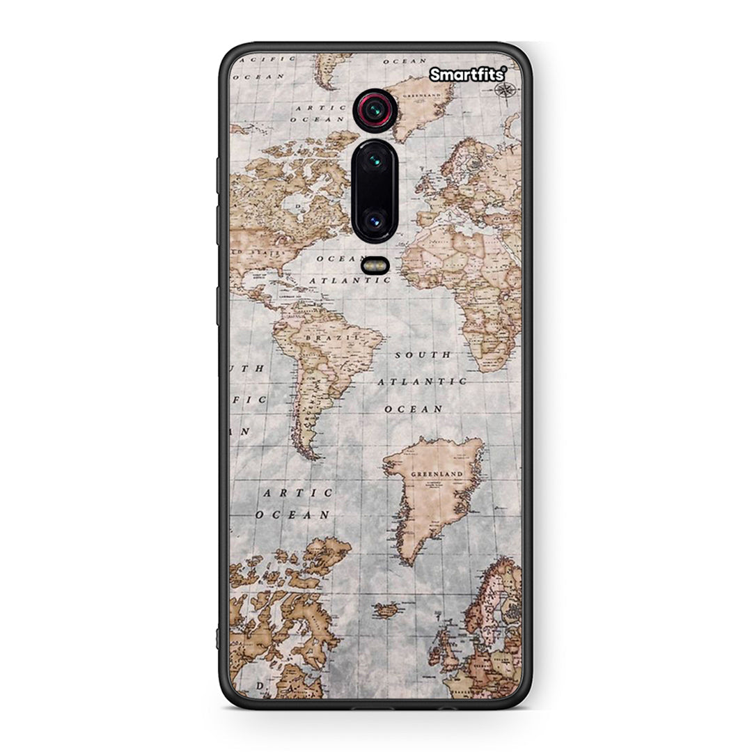 Xiaomi Mi 9T World Map Θήκη από τη Smartfits με σχέδιο στο πίσω μέρος και μαύρο περίβλημα | Smartphone case with colorful back and black bezels by Smartfits
