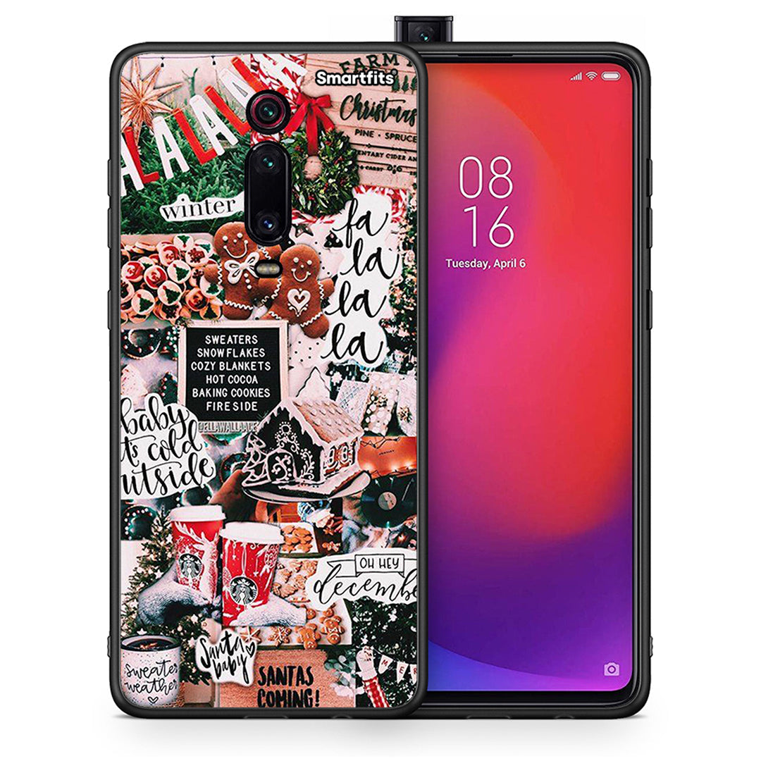Θήκη Xiaomi Redmi K20/K20 Pro Xmas Habbits από τη Smartfits με σχέδιο στο πίσω μέρος και μαύρο περίβλημα | Xiaomi Redmi K20/K20 Pro Xmas Habbits case with colorful back and black bezels