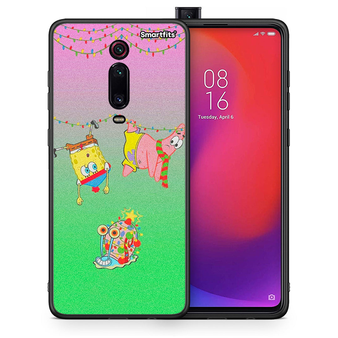 Θήκη Xiaomi Mi 9T Xmas Lights από τη Smartfits με σχέδιο στο πίσω μέρος και μαύρο περίβλημα | Xiaomi Mi 9T Xmas Lights case with colorful back and black bezels